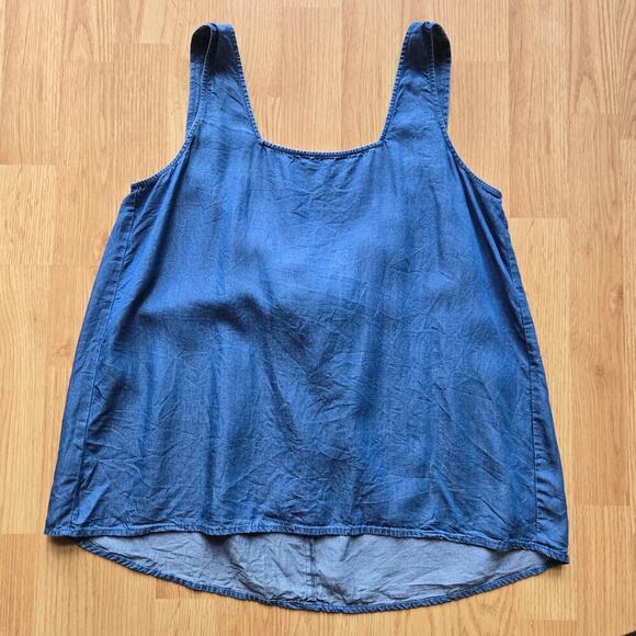 LOFT Outlet Womens Chambray Tie-Back Top S(P) Cottage Prairie Western Bohemian - Picture 4 of 9